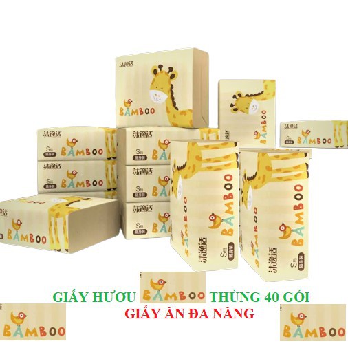 GIẤY ĂN GẤU TRÚC HÌNH HƯƠU BAMBOO ( THÙNG 40 GÓI )