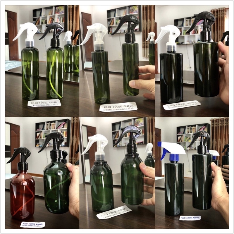 COMBO 10 Chai Bình xịt phun sương màu xanh 500ml/ 300ml/ 250ml/ 200ml/ 150ml/ 100ml- Chai bóp xịt nước sát khuẩn