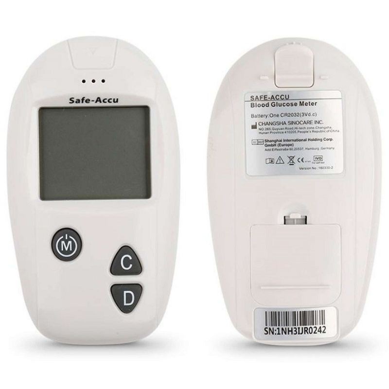 Bộ máy thử đường huyết, tiểu đường Sinocare Safe-Acucu tặng kèm 50 que và 50 kim