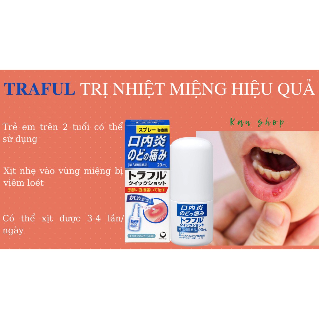 Xịt tr/ị nhiệt miệng Traful Nhật Bản 20ml