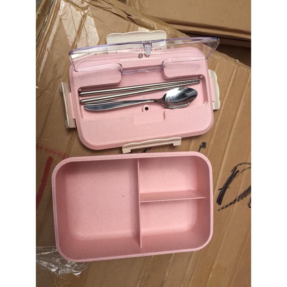 HỘP CƠM LÚA MẠCH TẶNG KÈM ĐŨA,THÌA INOX | BigBuy360 - bigbuy360.vn