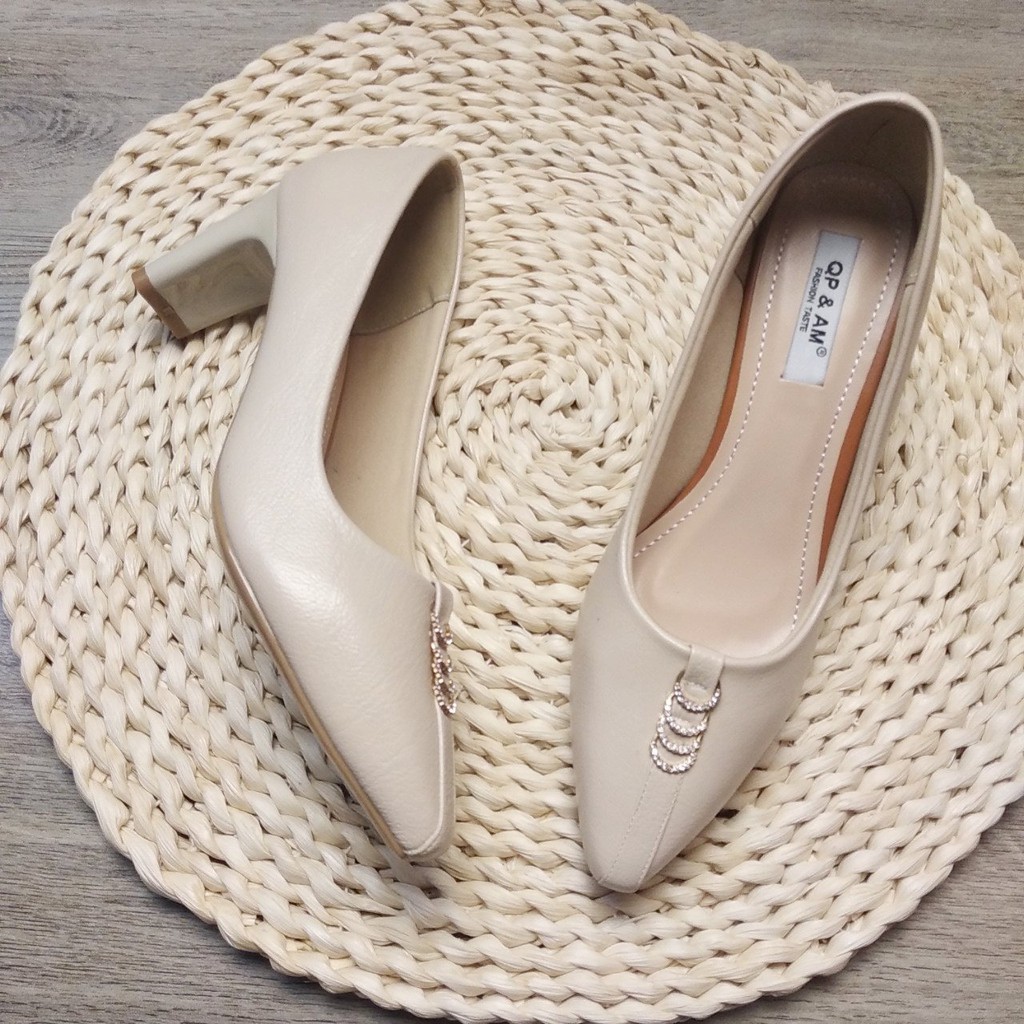 Ảnh thật - Giày cao gót đính hạt đế 6cm - Made in Vietnam
