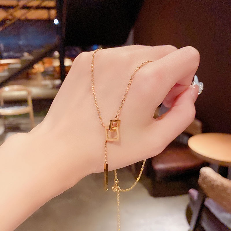 XiaoboACC Dây Chuyền Bằng Thép Titan Mạ Vàng 18K Thời Trang Phong Cách Hàn Quốc