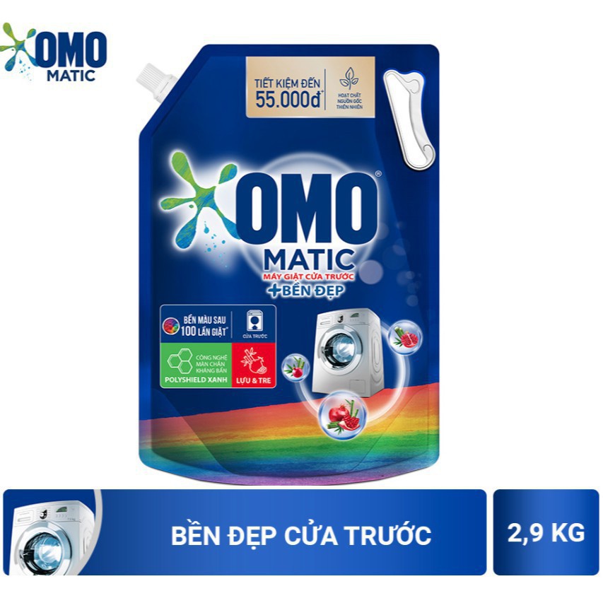 NƯỚC GIẶT OMO MATIC BỀN ĐẸP DÙNG CHO MÁY GIẶT CỬA TRƯỚC 2.9KG