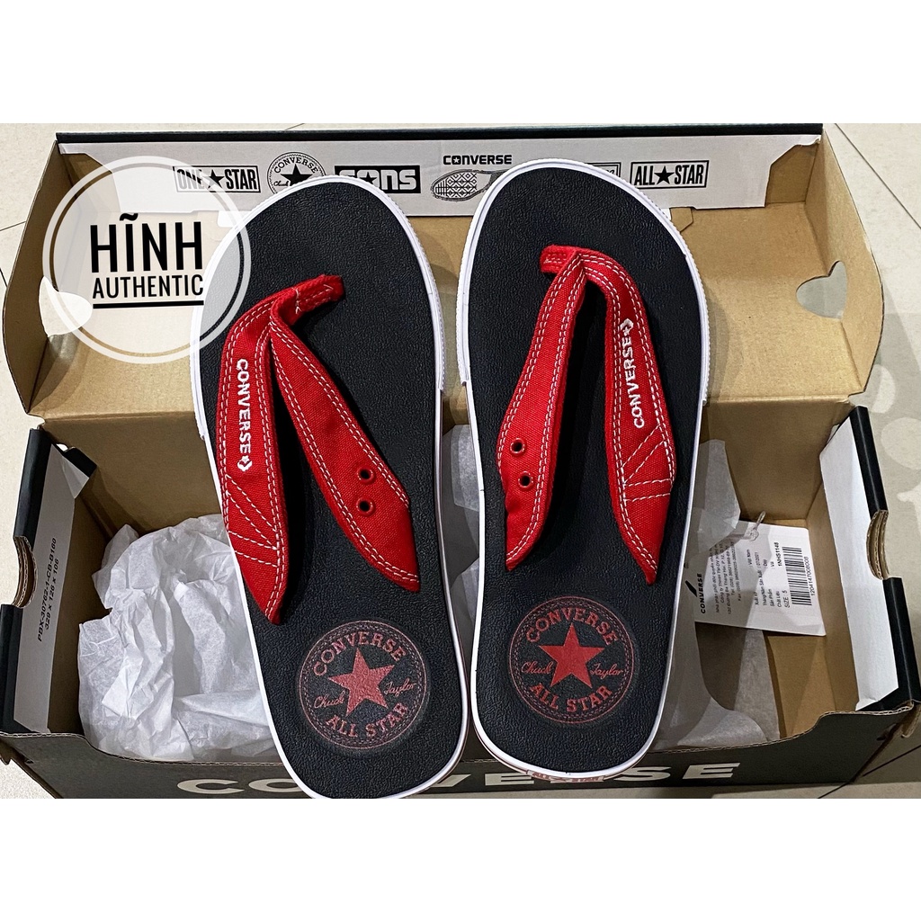Lô mới - Dép Converse đen logo tròn đỏ chính hãng
