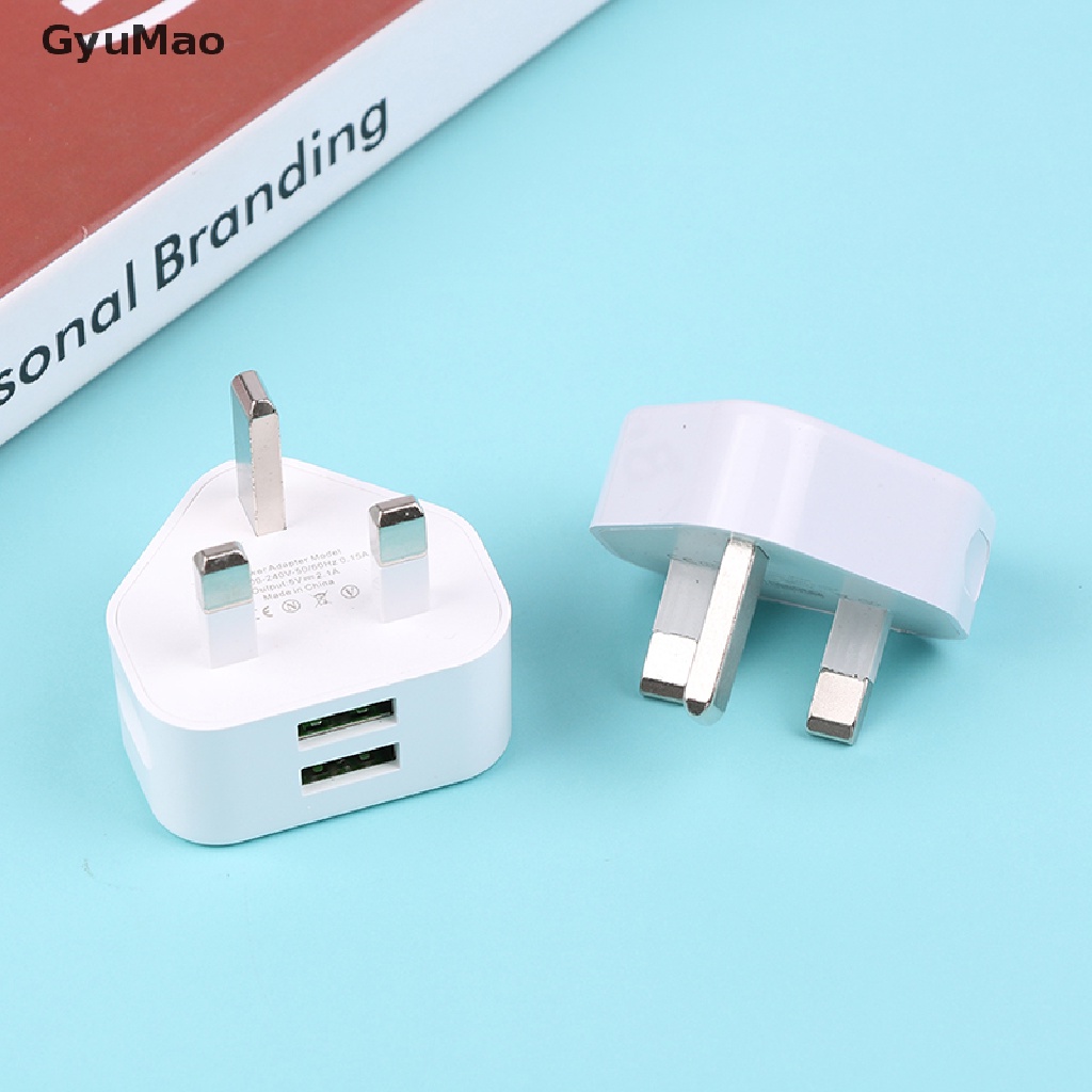 [cxGYMO] UK Mains 3 Pin Plug Adapter Wall Charger 1/2-Port Dual USB For Phones Tablet  HDY