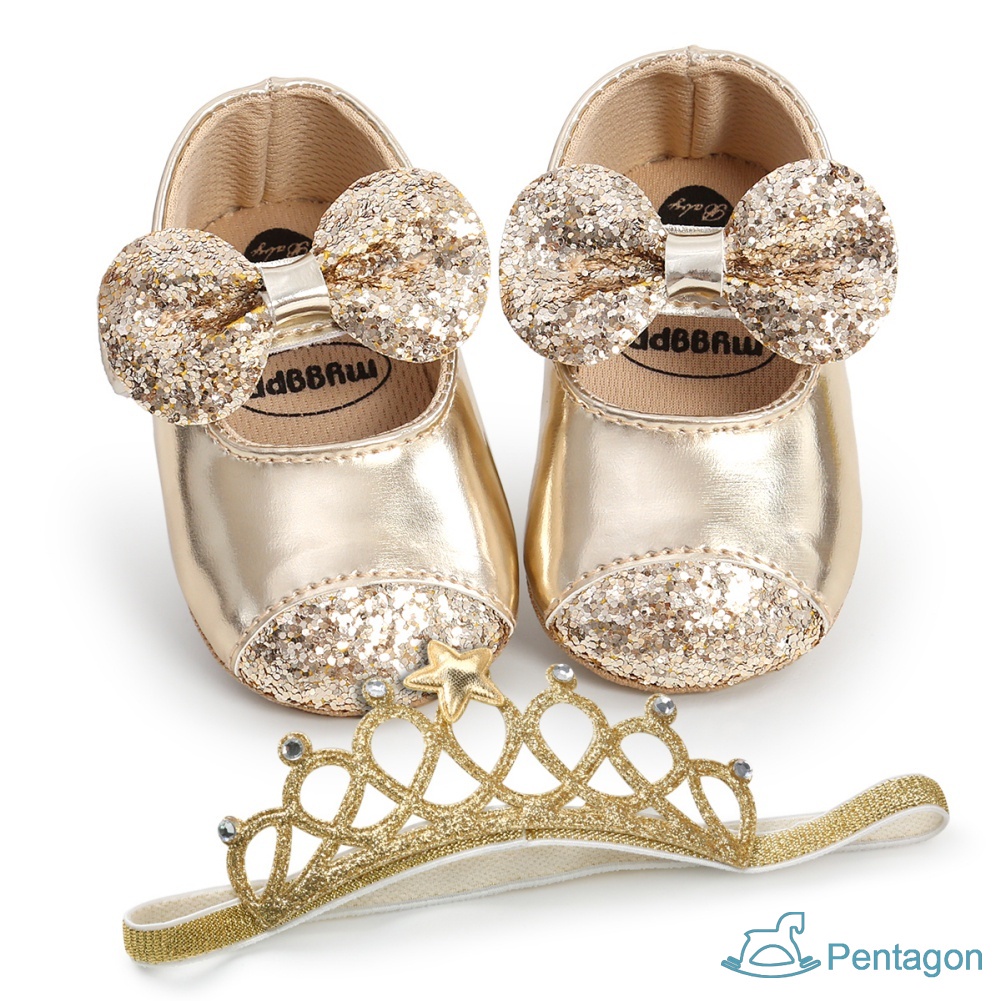 Giày Búp Bê Đế Mềm Chống Trượt Đính Nơ Xinh Xắn Dành Cho Bé Gái