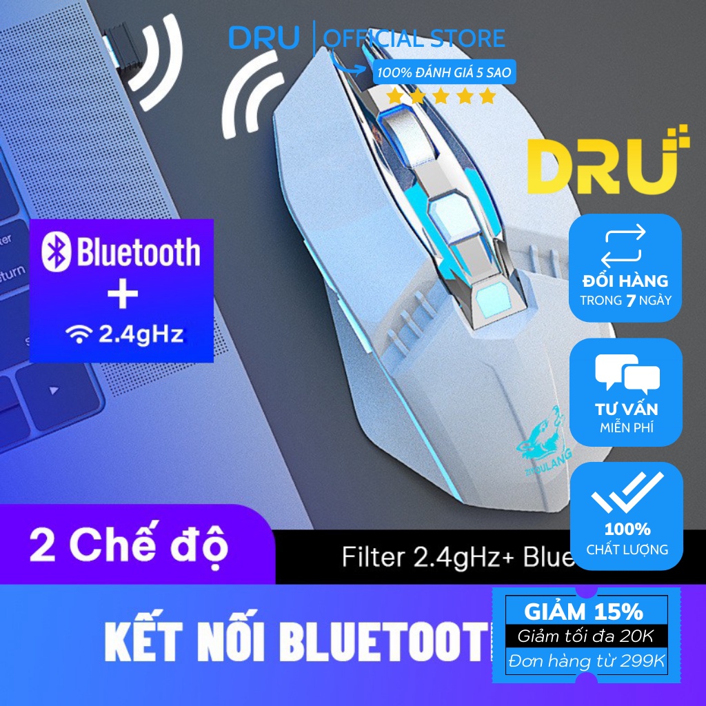 Chuột không dây chơi game X5 chính hãng Free Wolf kết nối không dây có đèn Led 6 màu - Thiết kế chống tiếng ồn