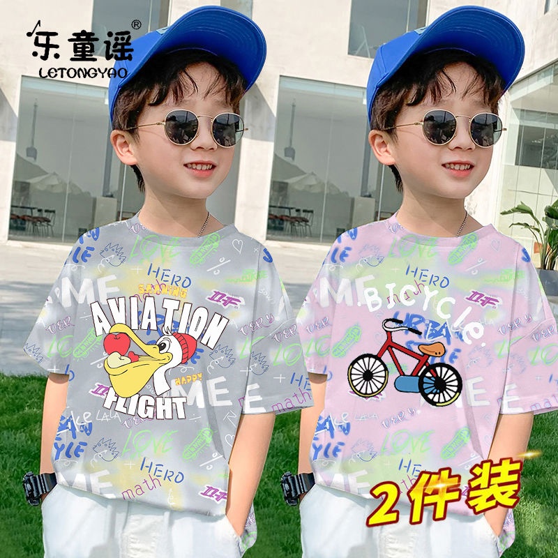 Set Áo Thun Ngắn Tay Và Quần Short Phong Cách Hàn Quốc Mới Cho Bé Trai