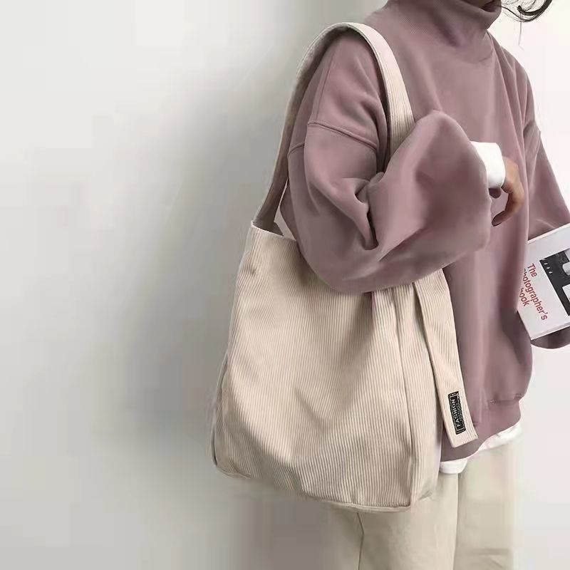 Túi Xách Canvas Đeo Vai Dung Tích Lớn Phong Cách Retro Mới Dễ Phối Đồ