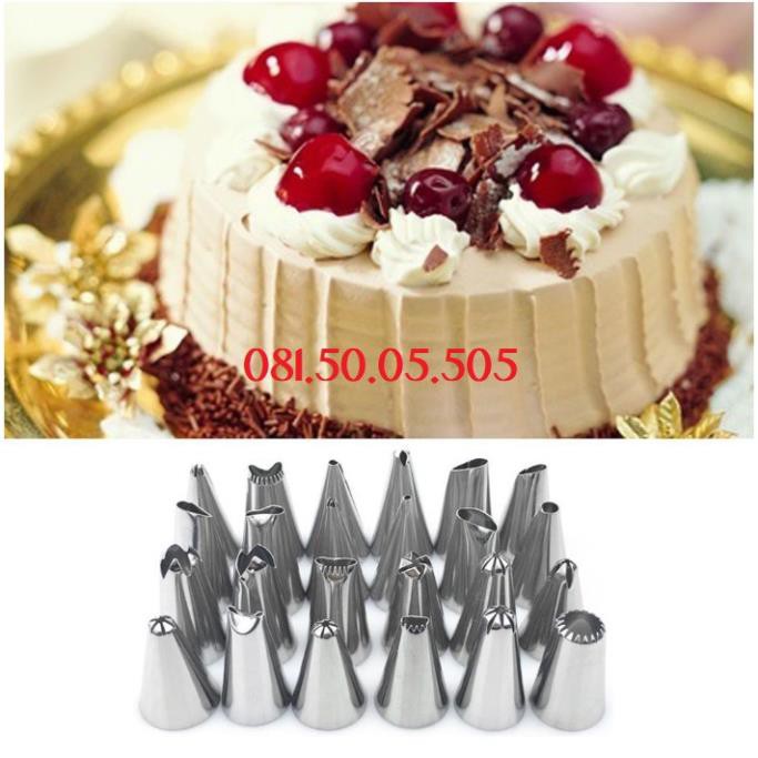 Bộ 24 đui bắt bông kem bằng thép không gỉ