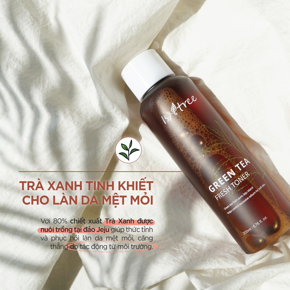 Nước Cân Bằng Isntree Green Tea Fresh Toner Nuôi Dưỡng Phục Hồi Da Chiết Xuất Trà Xanh 200ml