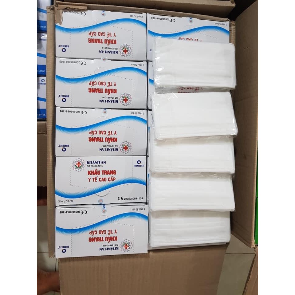 Khẩu trang y tế màu trắng 4 lớp kháng khuẩn - Khánh An Hộp 50 cái | BigBuy360 - bigbuy360.vn