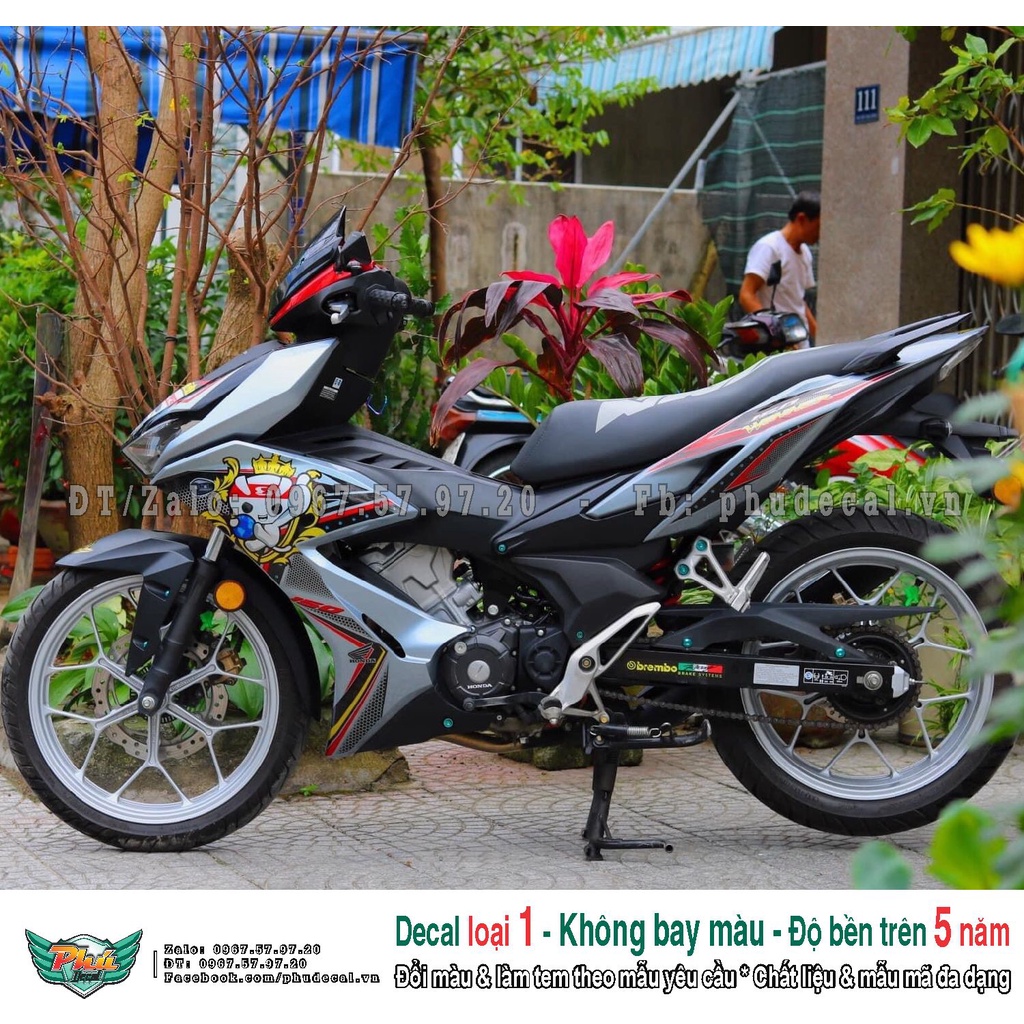 Tem rời xe Winner X Bạc Racing boy (A)