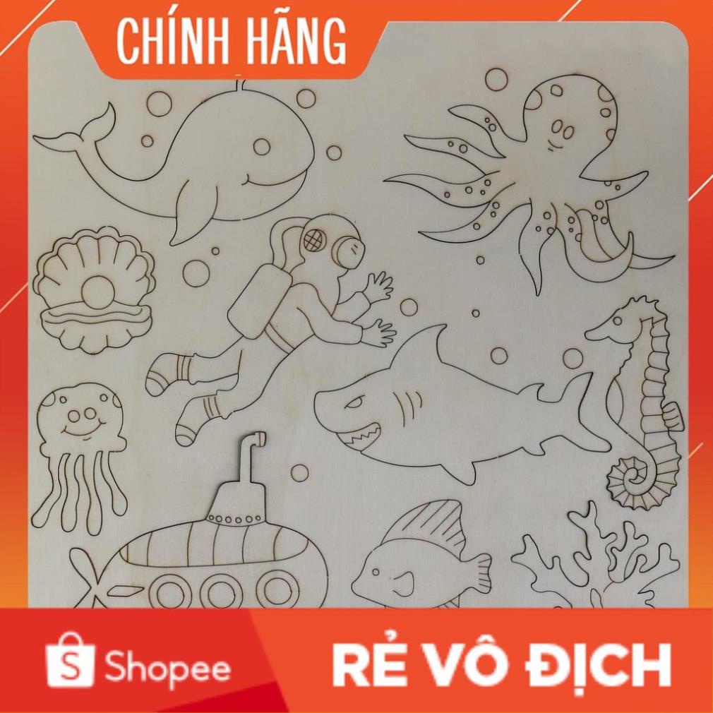 Bộ đại dương gỗ 10 sản phẩm+ set 8 màu🔥siêu hót 💥5 trong 1 bé thoả sức sáng tạo làm rạp chiếu phim, tô màu