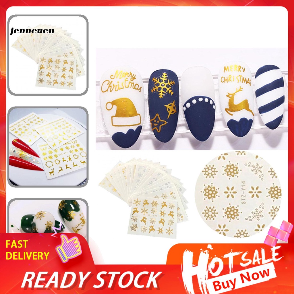 [Hàng mới về] Miếng dán móng tay họa tiết chủ đề Giáng sinh dễ sử dụng cho nữ