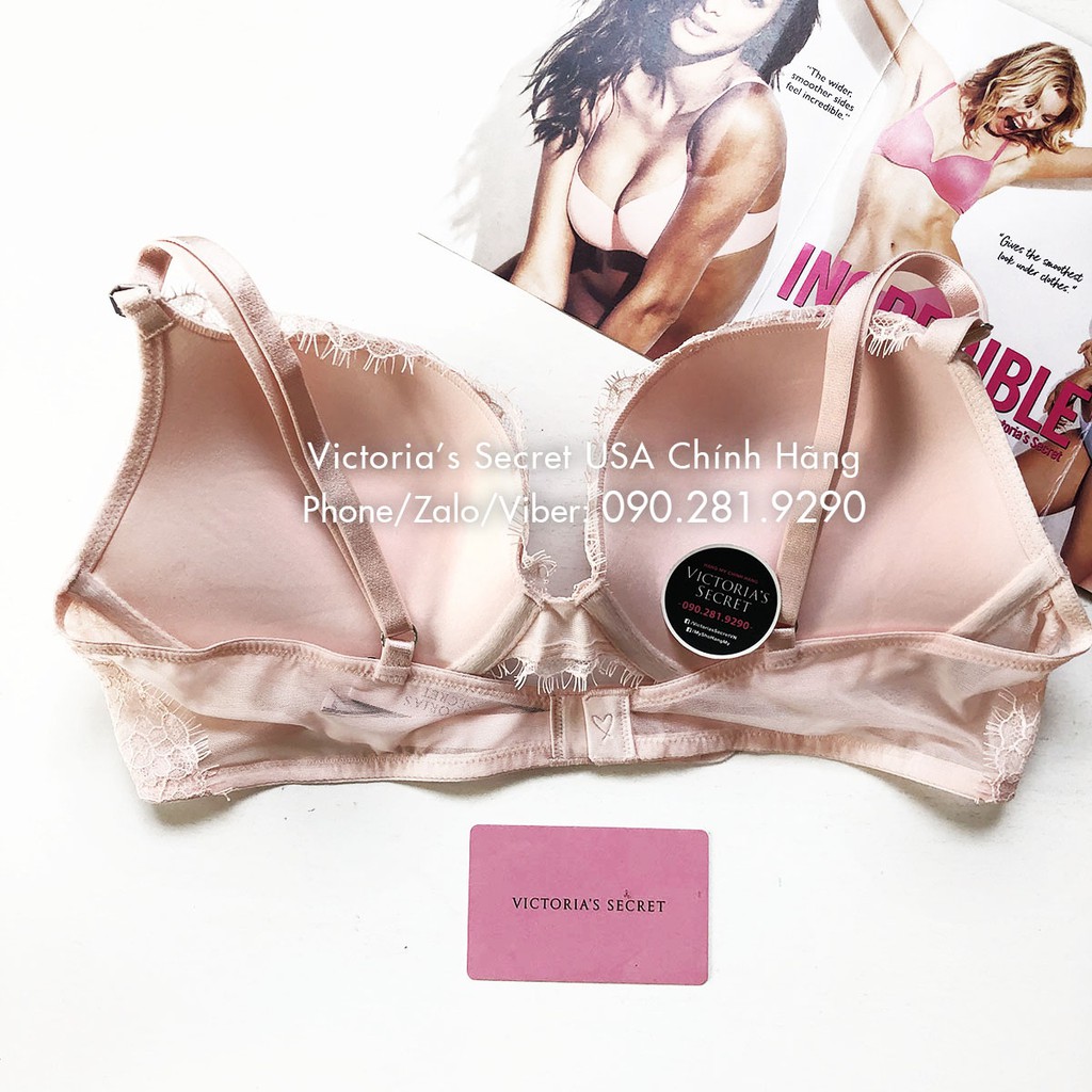 (Hàng Mỹ) 36B/B80 - Áo hồng Lace Pink (81) Dream Angels, nâng ngực, phối ren, lưới cá tính - Victoria's Secret