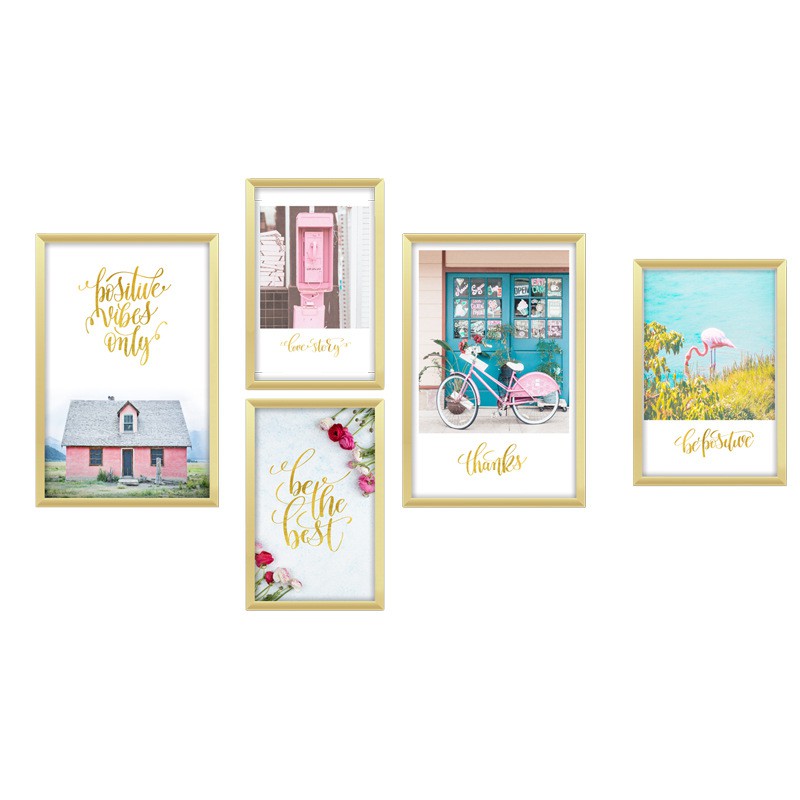 Bộ Tranh Decal Trang Trí Dán Tường 5 Khung Ảnh T08