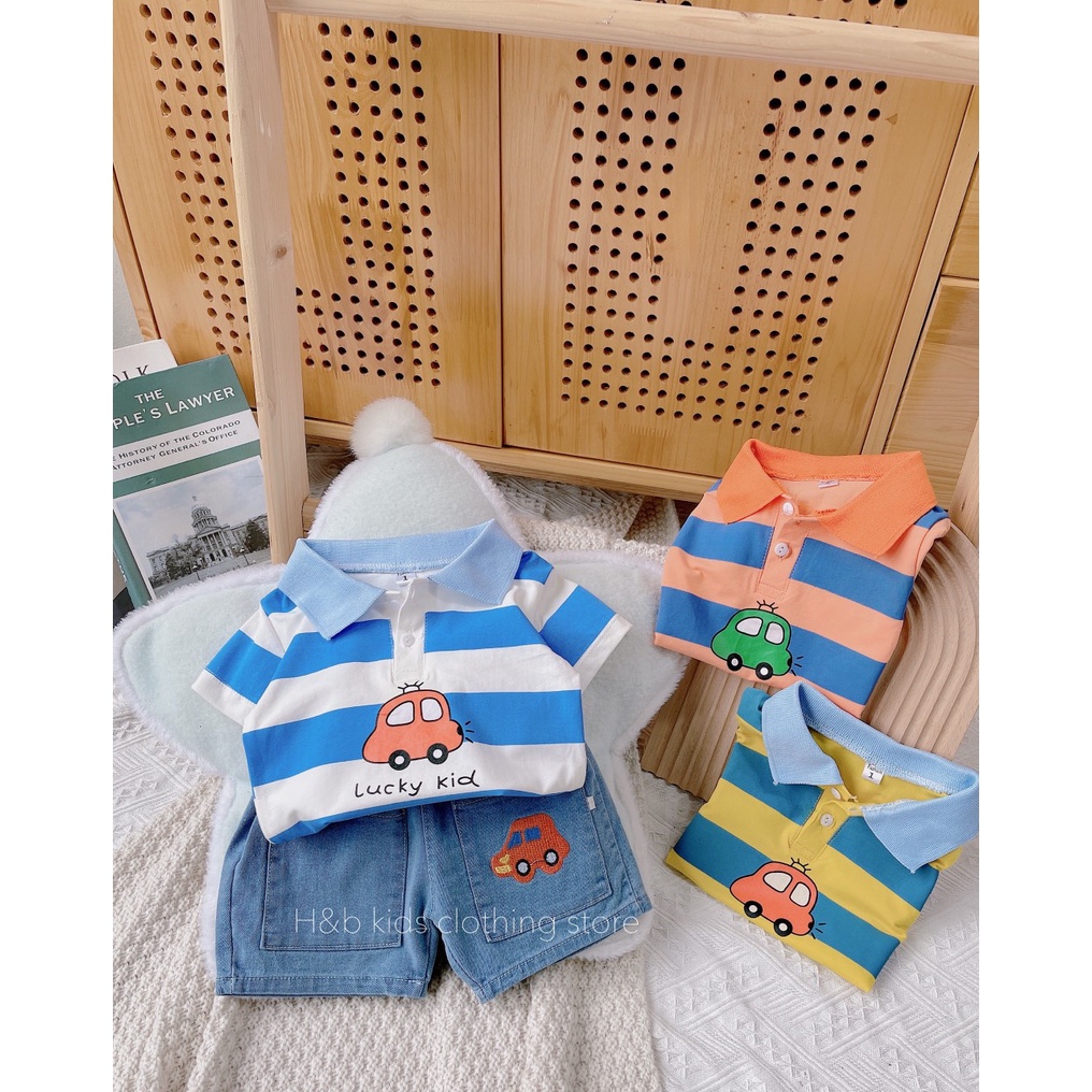 [Video thật] Sét bé trai công tử, áo thun kẻ quần jean phong cách Hàn Quốc cực yêu (8-22kg)