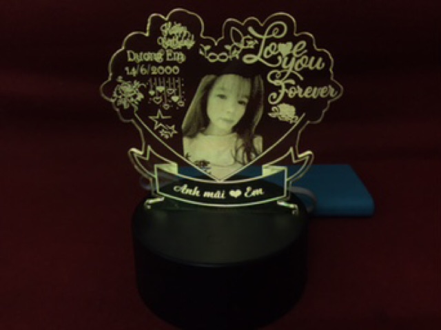 Đèn ngủ 3d led 16 màu khắc theo yêu cầu