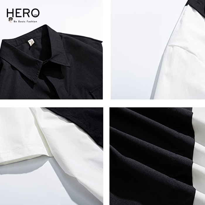 Áo Sơ Mi Tay Lỡ Nam Nữ Unisex Phối Màu Túi Cá Tính Form Rộng Đẹp Vải Kate Hàn MrHero Phong Cách Hàn Quốc SMK1 | BigBuy360 - bigbuy360.vn