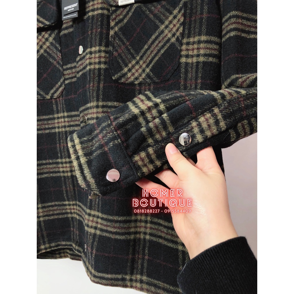 Áo sơ mi oversize khoác chất dạ dày dặn kẻ caro phong cách Âu Mỹ  Represent Tartan Wool Overshirt