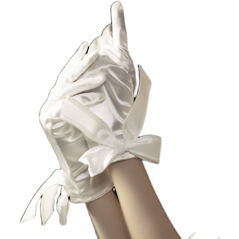 Găng tay satin dài màu trắng ấm áp bảo vệ toàn diện dành cho cô dâu