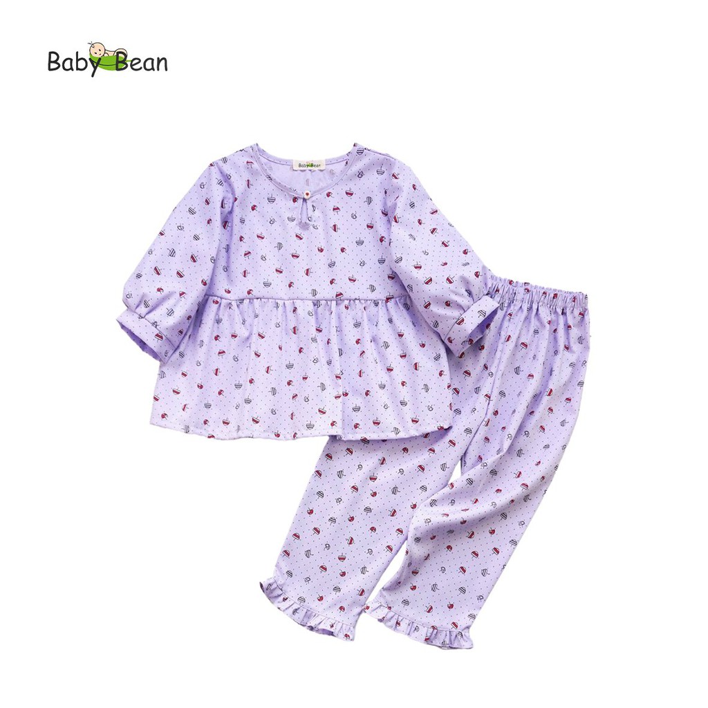 [MÃ THƯƠNG HIỆU YÊU THÍCH Voucher giảm 10%] Đồ Bộ Cotton Nhún Eo Quần Lai Bèo Bé Gái &amp; Mẹ BabyBean (28kg-50kg)