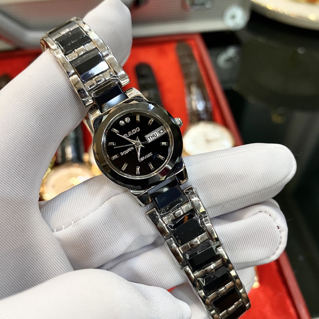 Đồng Hồ Nữ Ra.do L033 Đen Chống Xước, Chống Nước TUYỆT ĐỐI - TẶNG 1 Vòng Đá tỳ Hưu + 2 pin AG4