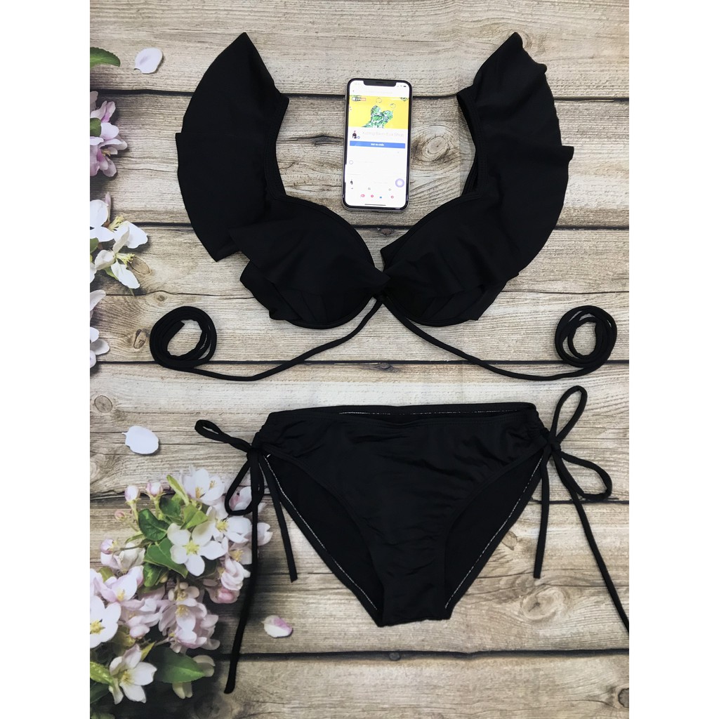Bikini đồ bơi bộ bơi đi biển 2 mảnh gọng cánh tiên, quần tam giác dây rút EVA GCTQTG