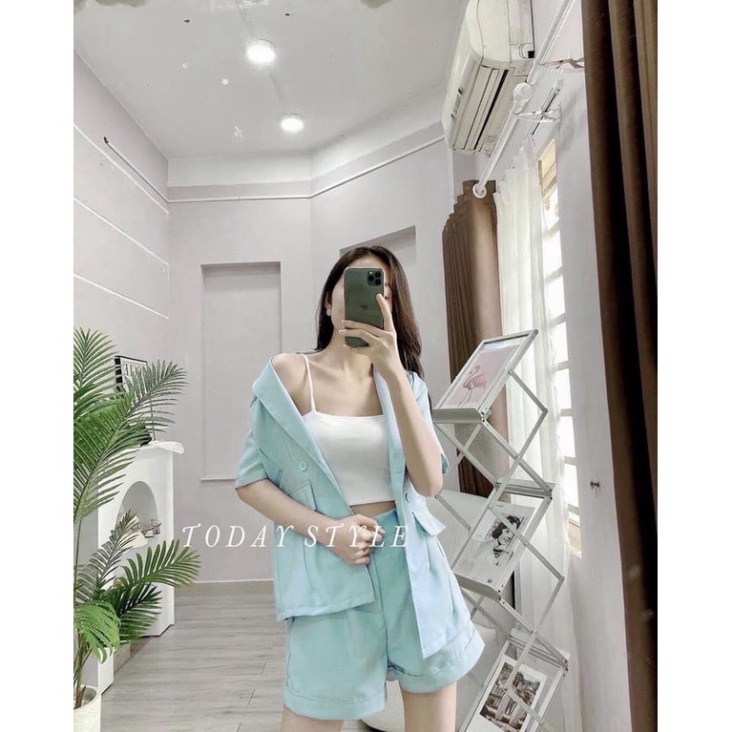 Set vest cúc ngọc 2 món quần short đùi LT323 0322