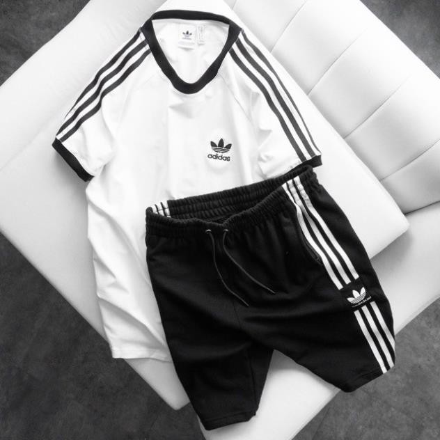 Bộ quần áo thể thao nam thun cao cấp, bộ adidas nam mùa hè cộc tay thun lạnh năng động tracksuit  ྇