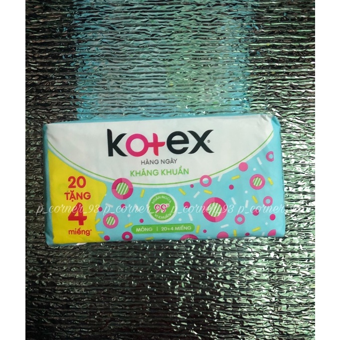 (Tặng 4miếng)Băng vệ sinh KOTEX hàng ngày kháng khuẩn gói 20 miếng