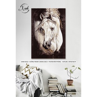 tranh canvas ngựa hoang tông đen trắng hiện đại