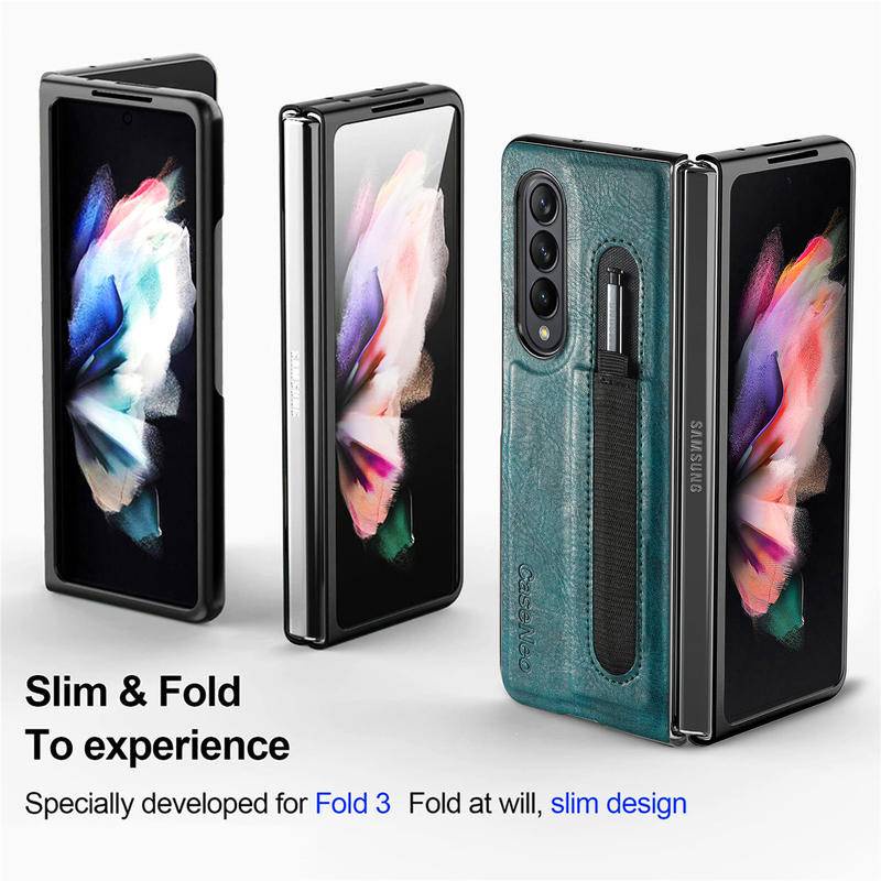 Ốp Điện Thoại Da PC Chống Sốc Có Ngăn Đựng Bút Cho Samsung Z Fold 3 5G