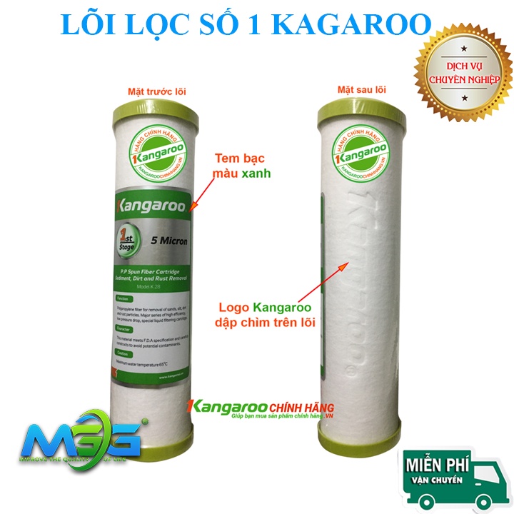 Bộ 3 lõi lọc nước Kangaroo chính hãng, lõi lọc thô số 123 dùng cho máy lọc nước RO
