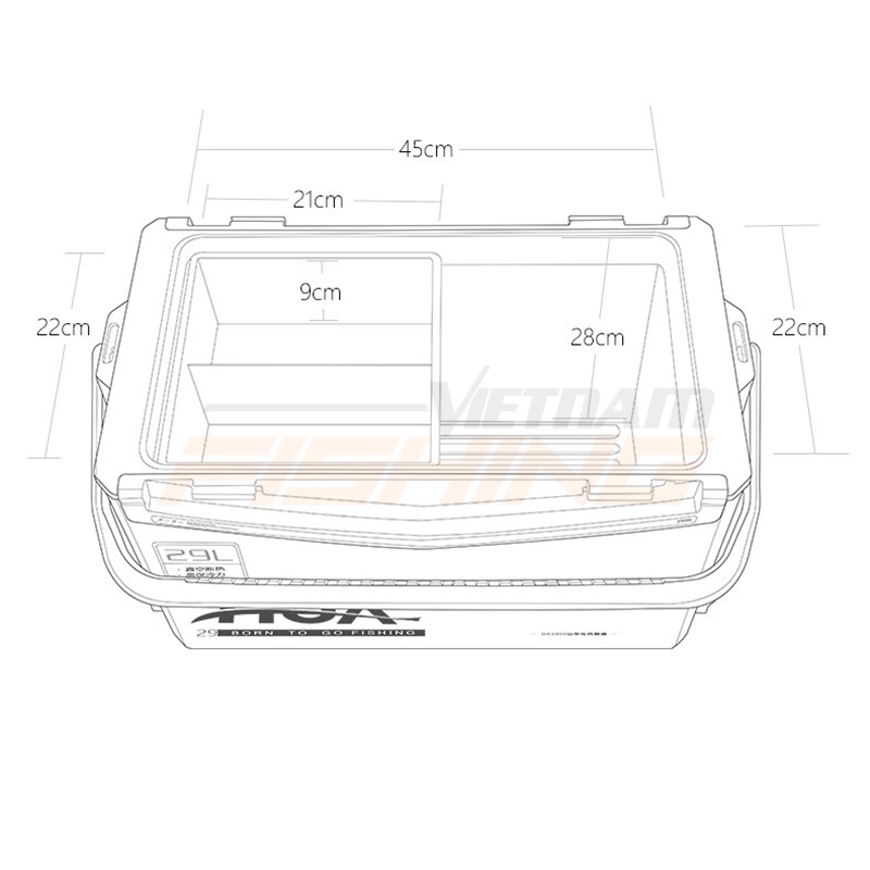 Thùng câu Đài Hua 29L Xanh