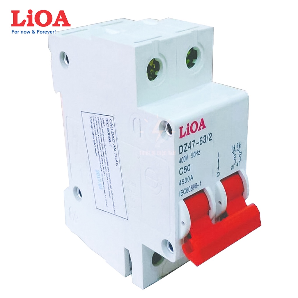 Cầu dao tự động, Aptomat, CB, 2 pha, 2 cực LIOA, dòng cắt 4.5KA, chịu tải 6A, 25A, 32A, 63A, 75A, 100A