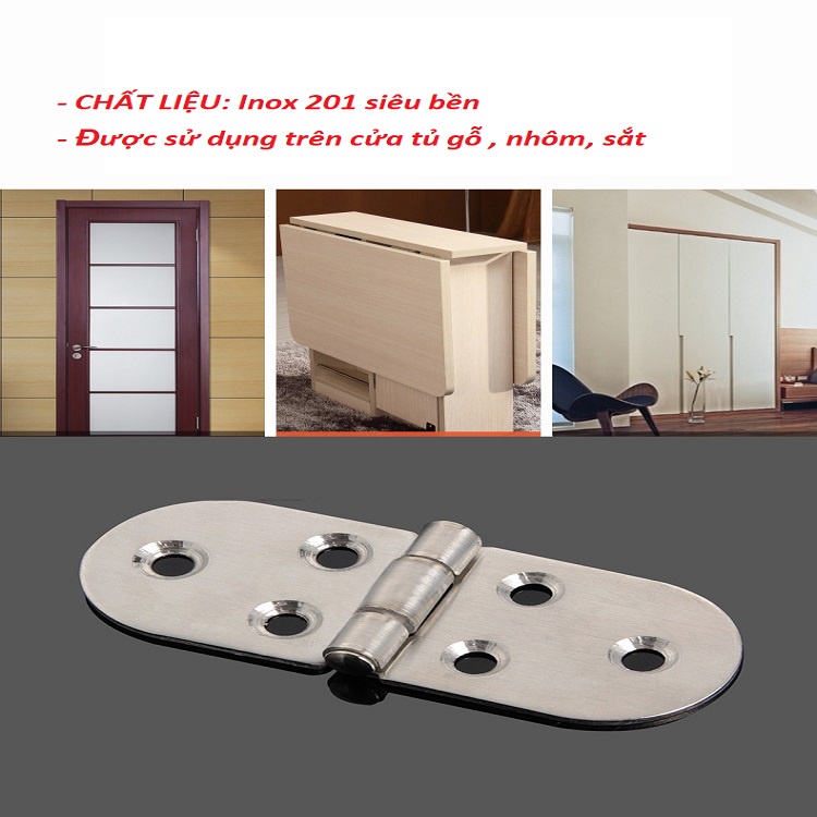BẢN LỀ LÁ INOX 201 KIỂU BÁN NGUYỆT, CHỌN PHÂN LOẠI GẬP 270 độ 180 độ - 890.1060