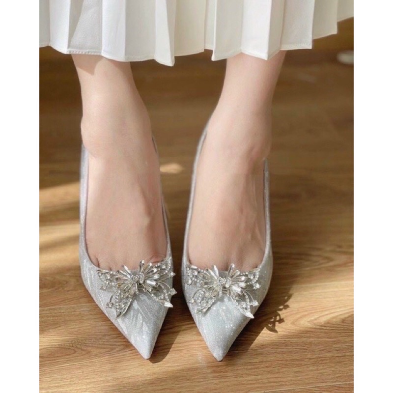 mã V6 giày cao gót nơ đá siu xinh sang chảnh