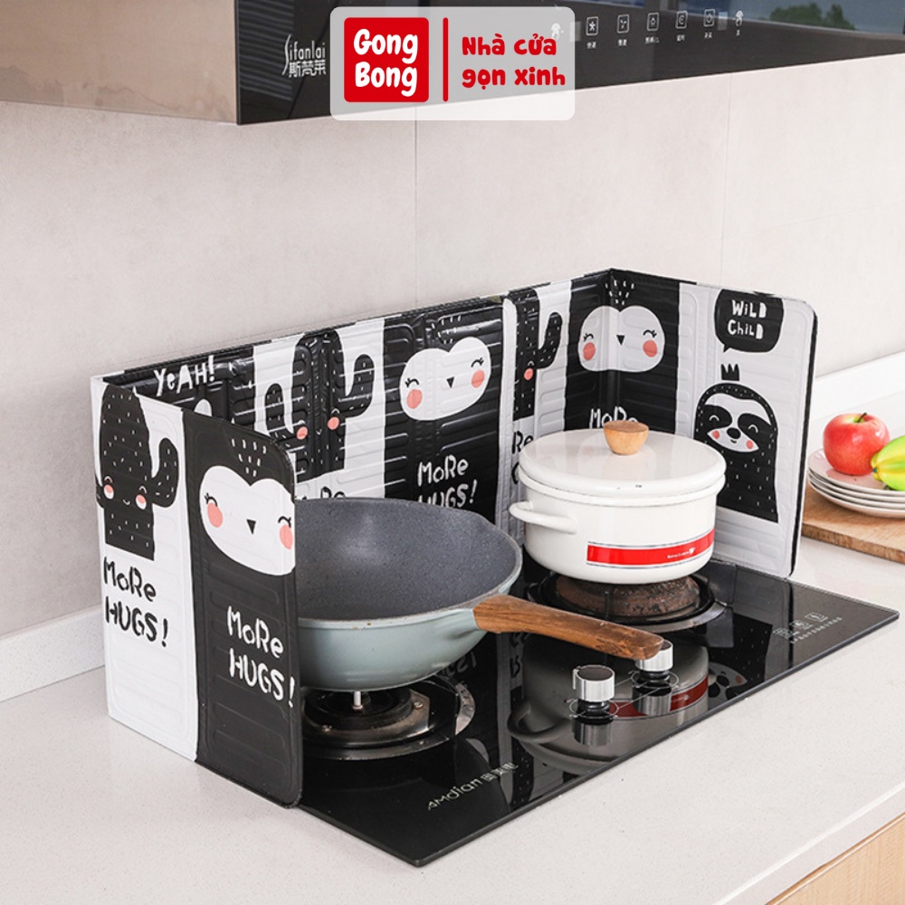 Miếng Chắn Dầu Mỡ Bếp Ga Họa Tiết Cực Xinh Tấm Chắn Gió Bếp Ga Mini Tiện Lợi