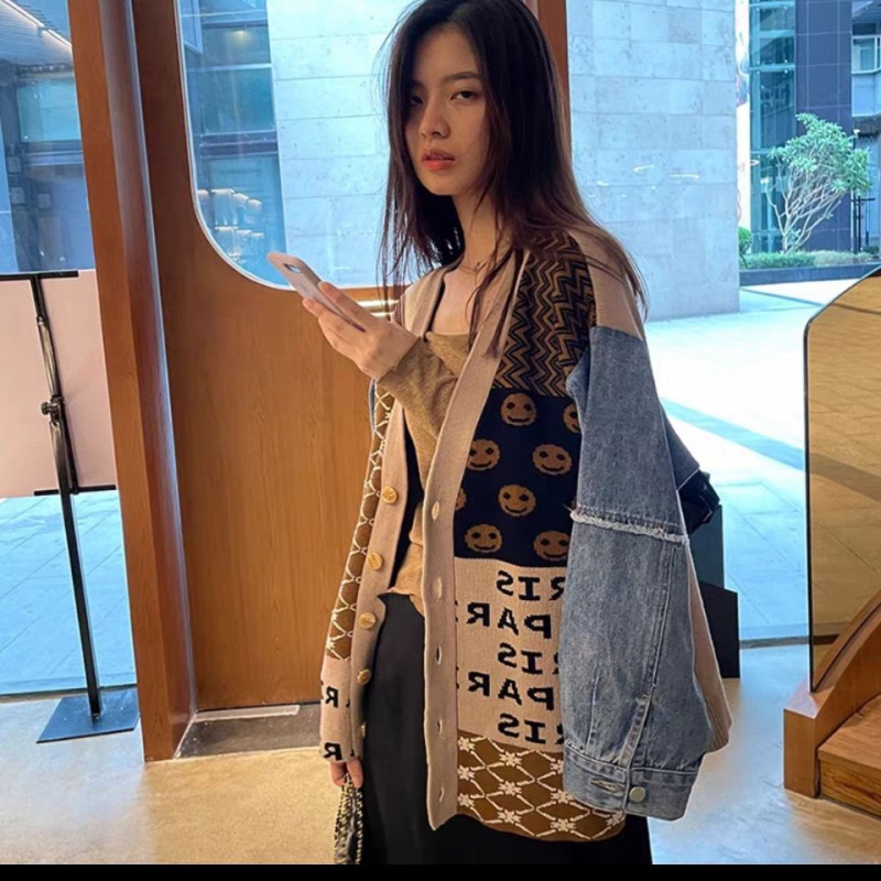 Áo Khoác Cardigan Dệt Kim Tay Dài Dáng Rộng Thiết Kế Phong Cách Hồng Kông Dễ Phối Đồ Cho Nữ