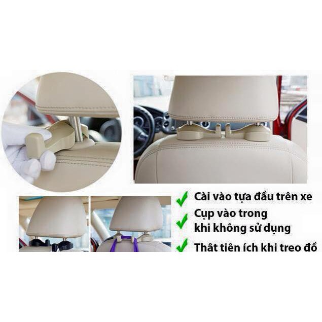 Bộ 2 móc treo đồ sau ghế trên ô tô⚡️LOẠI 1⚡️ Bộ 2 móc treo đồ chất liệu nhựa ABS cao cấp, chắc chắn, độ bền cao