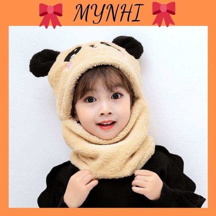 Mũ lông cừu MYNHI kèm khăn quàng cổ bao ay 3 trong 1 cho bé GD438