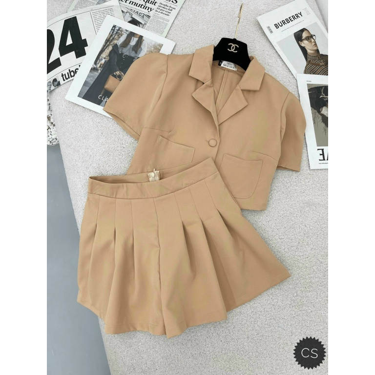 SET FORS ( ÁO ROOF TOP CỔ BLAZER &amp; SKIRT NGẮN ) PHÙ HỢP VỚI BẠN NỮ ĐI HỌC/ ĐI LÀM/ ĐI CHƠI, MẶC SIÊU XINH UP SHOP HHP