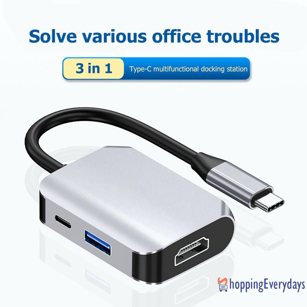 Bộ Chuyển Đổi 3 Trong 1 Usb C Sang Usb 3.0 60w Pd 4k Hdmi Cho Pc Phone