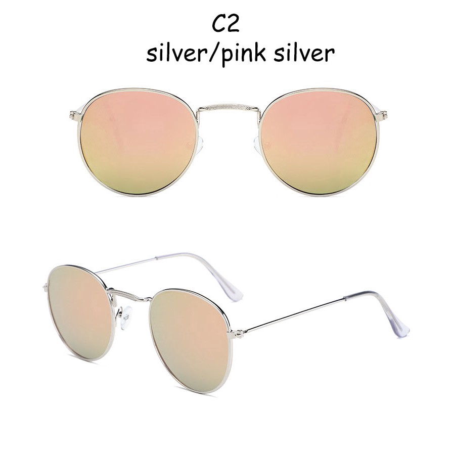 Kính mát tròn gọng kim loại thời trang cho nam và nữ