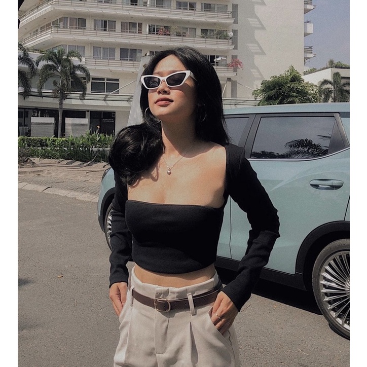 ÁO CROPTOP CỔ VUÔNG TAY DÀI (TH)