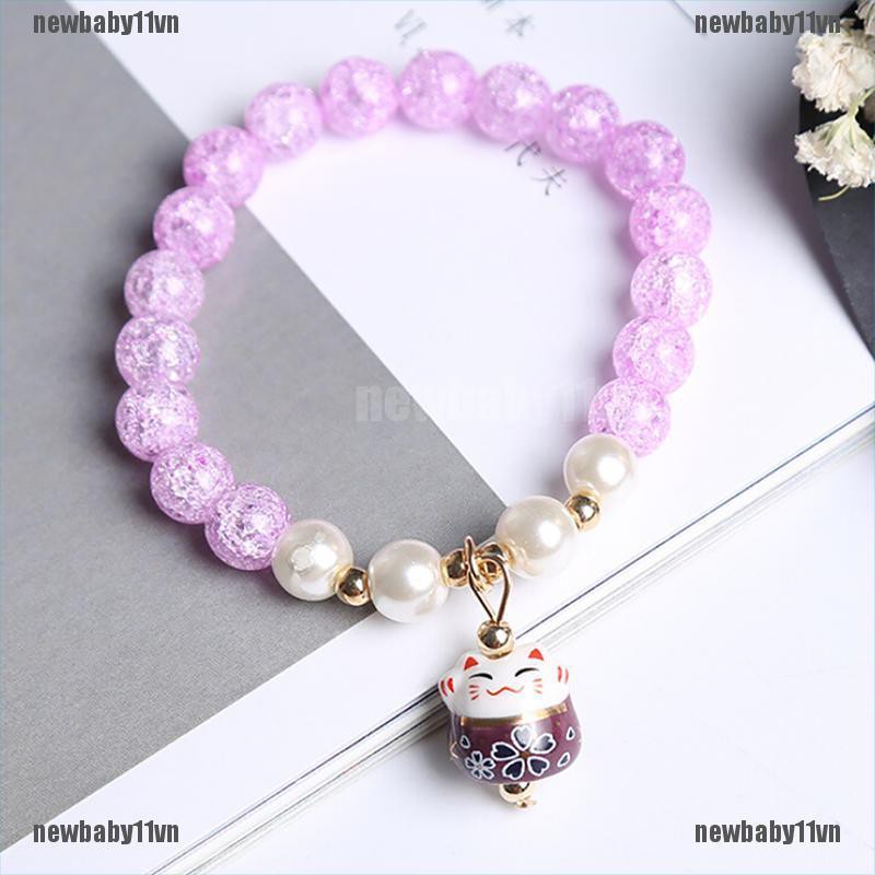 Vòng Tay Handmade HìNh MèO May MắN ĐíNh Đá Xinh XắN
