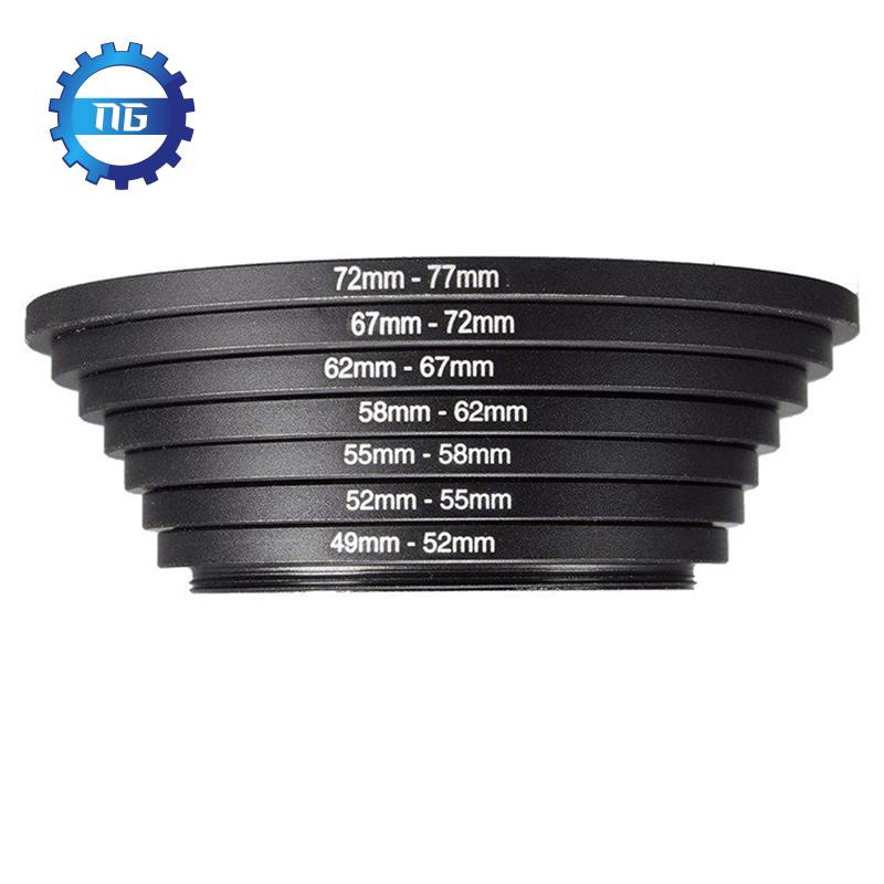 [New]7Pcs Photography Lens Filter Ring Adapter Step Up Outdoor Camera Aluminum Alloy Professional Mini 49-77mm Ring Adapter